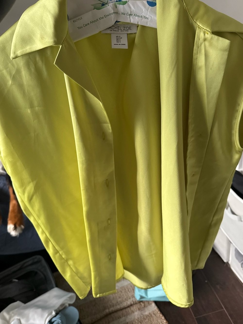 Rachel Zoe Lime Green Sleeveless Button-Front Blouse